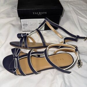 Talbots Blue Strappy Sandals – Flat Sole Summer Shoes, Women’s